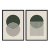 Conjunto de dos cuadros minimalistas con círculos y líneas. Disponible en kudeko.com