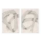Conjunto de dos cuadros abstractos con líneas grises entrelazadas. kudeko.com