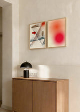 Composición de dos cuadros decorativos de estilo minimalista y abstracto, composición abstracta geométrica en acuarela, modelo Chimes
