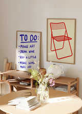 Composición de dos cuadros decorativos de estilo minimalista y blanco_y_negro, Lámina tipográfica divertida en azul, modelo Creative To-Do List