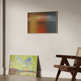 Composición de dos cuadros decorativos de estilo minimalista y orgánico, composición abstracta en tonos cálidos y azulados, modelo Burgeoning Surge