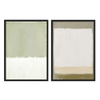 Conjunto de dos cuadros abstractos en verde salvia y tonos tierra con marco negro, kudeko.com\n
