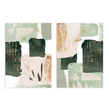 Conjunto de dos cuadros abstractos en tonos verdes