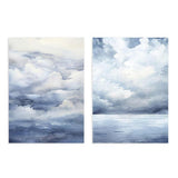 Conjunto de cuadros abstractos de cielo y nubes en azules