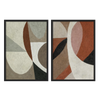 Conjunto de dos cuadros decorativos con marco de estilo minimalista y orgánico, composición abstracta orgánica en tonos tierra, modelo Two Combo - Comfy