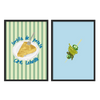 Conjunto de dos cuadros decorativos con marco de estilo minimalista y orgánico, dúo gastronómico de tortilla y gilda, modelo Two combo - El sabor del verano