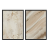 Conjunto de dos cuadros decorativos con marco de estilo minimalista y orgánico, dúo abstracto en tonos arena y lino, modelo Two Combo - Veta de Arena