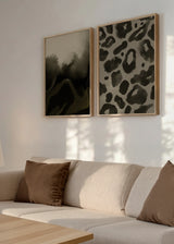 Conjunto de dos cuadros decorativos de estilo minimalista y blanco_y_negro, díptico abstracto animal print leopardo en tonos neutros, modelo Two Combo - Animal Print Leopardo