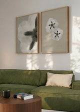 Conjunto de dos cuadros decorativos de estilo minimalista y sereno, flores de jara en composición suave, modelo Two Combo - Flor de jara