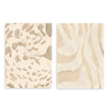 Conjunto de dos cuadros decorativos sin marco de estilo minimalista y orgánico, dúo abstracto de huellas orgánicas en tonos arena, modelo Two Combo - Huellas Orgánicas