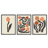Conjunto de tres cuadros decorativos con marco de estilo minimalista y ilustración, composición floral moderna de tulipanes, modelo Three Combo - Modern Flower