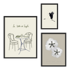 Conjunto de tres cuadros decorativos con marco de estilo minimalista y orgánico, mural botánico y de cigüeña minimalista, modelo Mural I - La vida es simple