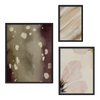Conjunto de tres cuadros decorativos con marco de estilo minimalista y orgánico, composición abstracta en acuarela de tonos otoñales, modelo Mural I - Luces de Otoño