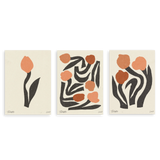 Conjunto de tres cuadros decorativos sin marco de estilo minimalista y nórdico, composición floral abstracta de tulipanes, modelo Three Combo - Modern Flower