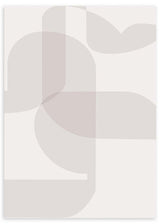 Cuadro con formas geométricas superpuestas en beige, gris claro, arena y marfil, con curvas suaves y composición equilibrada de estilo geométrico. Disponible en kudeko.com