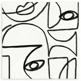 Cuadro cuadrado abstracto con rostros en arte lineal en blanco y negro. Tienda kudeko.com