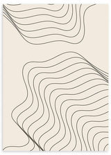 Cuadro con formas sinuosas de líneas negras onduladas sobre fondo beige claro, composición abstracta de estilo minimalista. Disponible en kudeko.com