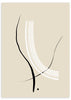 Cuadro minimalista y abstracto con ilustraciones de trazos blancos y negros sobre un fondo beige crema. Ideal para ambientes modernos, salones y salas de estar