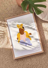 Cuadro infantil de ilustración artística de bebé con lazo y pijama