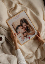 Wandbild personalisiert mit Foto für Paar Jubiläen, schlichtes und modernes dekoratives Design. Erhältlich auf kudeko.com