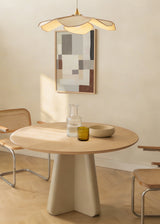 Wandbild mit geometrischer Komposition aus überlagerten Rechtecken in Beige, Grau, Off-White, Ziegelbraun und Schwarz, im klaren zeitgenössischen Stil gestaltet. Erhältlich auf kudeko.com