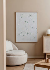 Wandbild abstrakt minimalistisch in Smaragdgrün und Weiß, mit klarem und dekorativem Stil. Erhältlich auf kudeko.com