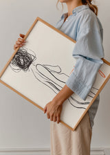 Cuadro decorativo de estilo minimalista y blanco_y_negro colocado en dormitorio, ilustración minimalista de mujer moderna, modelo Trend Woman
