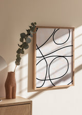 Cuadro decorativo de estilo minimalista y blanco_y_negro colocado en salón, líneas abstractas neutras, modelo Neutral Love 03