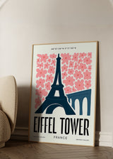 Cuadro decorativo de estilo minimalista y colorido colocado en salón, Ilustración floral de la Torre Eiffel en París, modelo Torre Eiffel