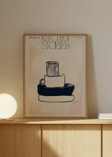 Gerahmtes Wandbild mit Küchenutensilien und Behältern in Schwarz, Creme und Puderton Rosa, oberer Typografie und minimalistischem editorialem Stil. Erhältlich auf kudeko.com