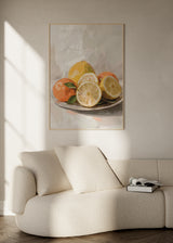 Tableau carré coloré avec des oranges et citrons disponible sur kudeko.com