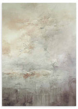Cuadro de textura abstracta en tonos beige, gris claro, blanco roto y topo suave, con composición etérea y estilo abstracto. Disponible en kudeko.com