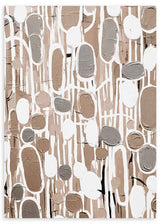 Wandbild mit abstrakter Komposition aus länglichen Ovalen und organischen Formen in Beige, Weiß, Taupe und sanftem Grau, im modernen klaren Stil. Erhältlich auf kudeko.com