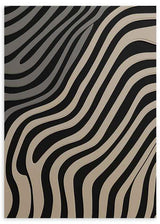 Quadro emoldurado com linhas onduladas pretas e bege, padrão orgânico, contraste marcado e composição de estilo geométrico para decoração de parede contemporânea. Disponível em kudeko.com