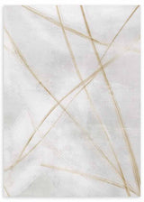 Cuadro abstracto con texturas en tonos grises y trazos dorados