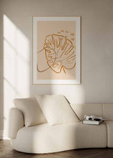 Cuadro de ilustración de rama y hojas sobre fondo beige. Un cuadro ideal para estilos nórdicos o escandinavos donde prima la sencillez y los notos neutros. Encuentra más cuadros y láminas de este estilo en nuestra colección de cuadros ilustración o cua...