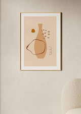 Cuadro de ilustración de jarrón sobre fondo beige