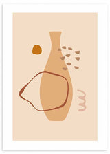 Cuadro de ilustración de jarrón sobre fondo beige