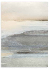 Cuadro abstracto en tonos grises y beige con paisaje sereno, kudeko.com