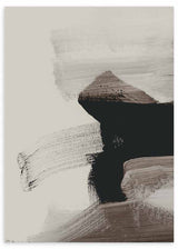 Cuadro con composición abstracta de manchas negras, grises y blanco roto, con formas amplias y contraste suave, de estilo abstracto. Disponible en kudeko.com