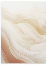 Quadro com formas onduladas sobrepostas em tons de creme, bege, areia e terracota suave, com composição fluida de estilo abstrato e luminoso para decoração de parede. Disponível em kudeko.com