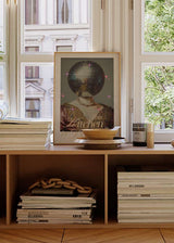 Cuadro pop-art con figura renacentista y bola de discoteca, con la frase "This kitchen is for dancing", disponible en kudeko.com.