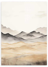 Cuadro de estilo abstracto con montañas en tonos claros y grises