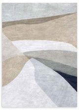 Cuadro abstracto con formas geométricas en tonos gris, beige y blanco, kudeko.com