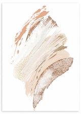 Cuadro nórdico y abstracto con ilustraciones de trazos beige y marrones sobre fondo blanco