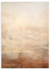 Wandbild mit abstrakter Landschaft in Beige, Creme, Sand und Terrakotta, diffuser Komposition, subtiler Textur und modernem abstraktem Stil. Erhältlich auf kudeko.com