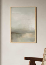 Cuadro de estilo abstracto en tonos verdes y grises, paisaje abstracto