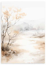 Cuadro de estilo abstracto en tonos tierra, río y paisaje