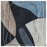 Cuadro cuadrado minimalista y abstracto en tonos azules, grises y marrones