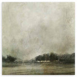 Cuadro cuadrado de paisajes con árboles en tonos grises y verdes, tienda kudeko.com